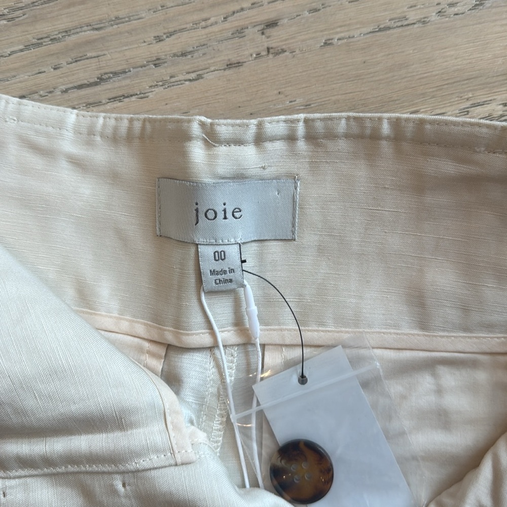 Cream linen trousers ankle length high waist Joie 00 NWT - Picture 3 of 5